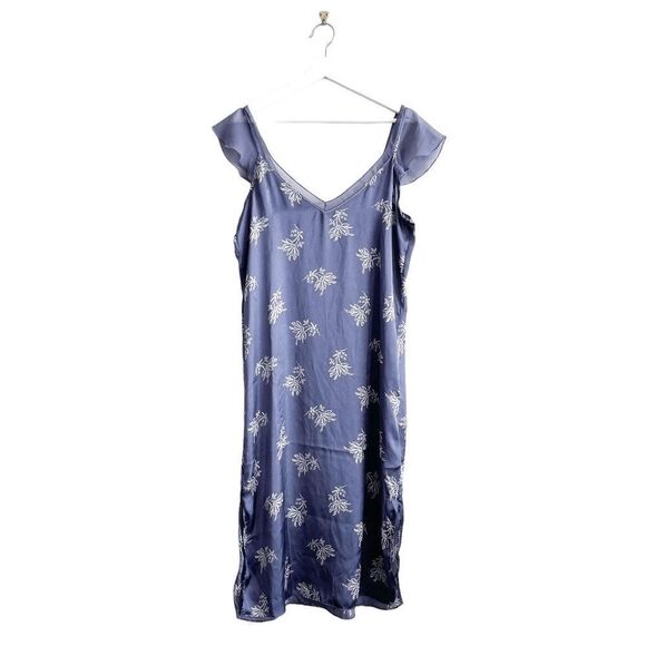 Zara Home Lingerie Collection Womens Floral Flutter Sleeve Nightgown Blue Large - Picture 1 of 6